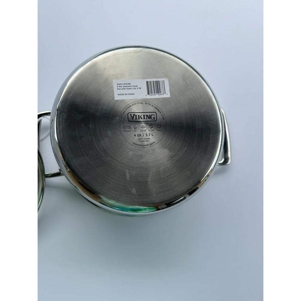 VIKING 3 Ply Stainless Steel Saucepan 2.25 Qt NEW Glass Lid Vent Inudction
